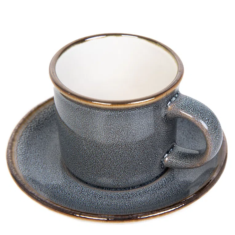 Filiżanka LARISA do espresso ze spodkiem szara 0,08 l