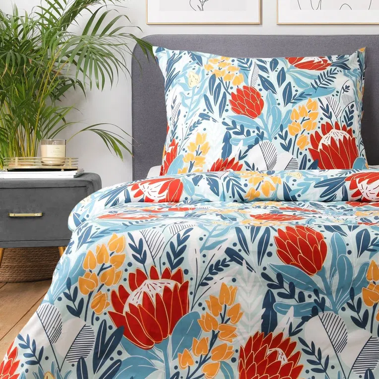 Pościel FIORI z mikrofibry w kwiaty 140x200 cm