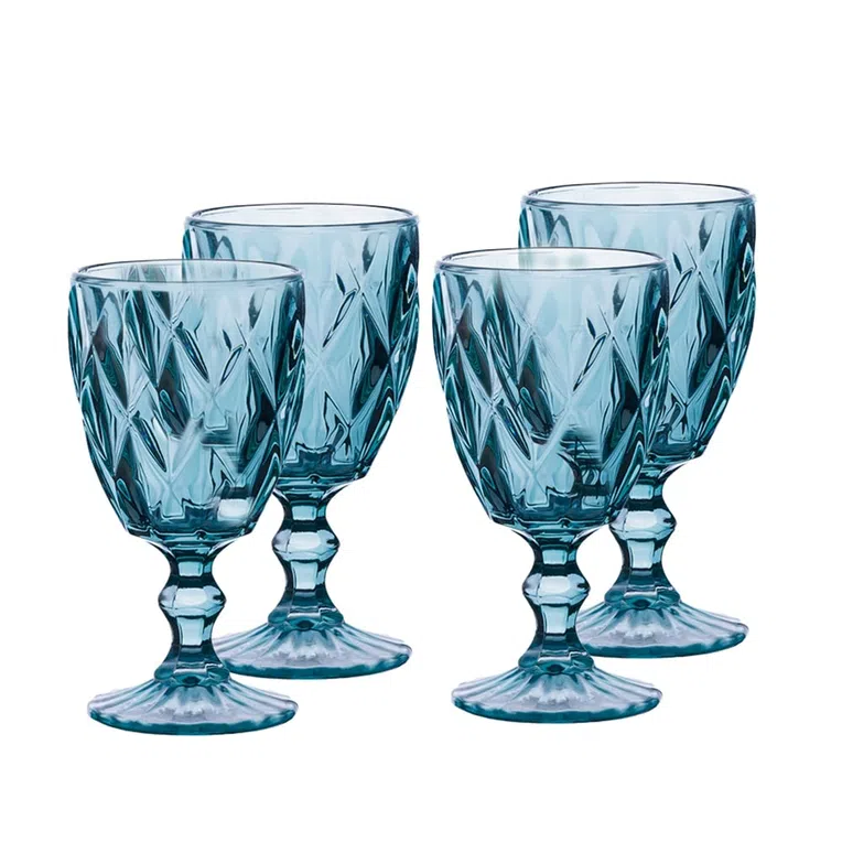 Zestaw kieliszków LUNNA do wina ciemno niebieskich 4 szt. 0,31 l