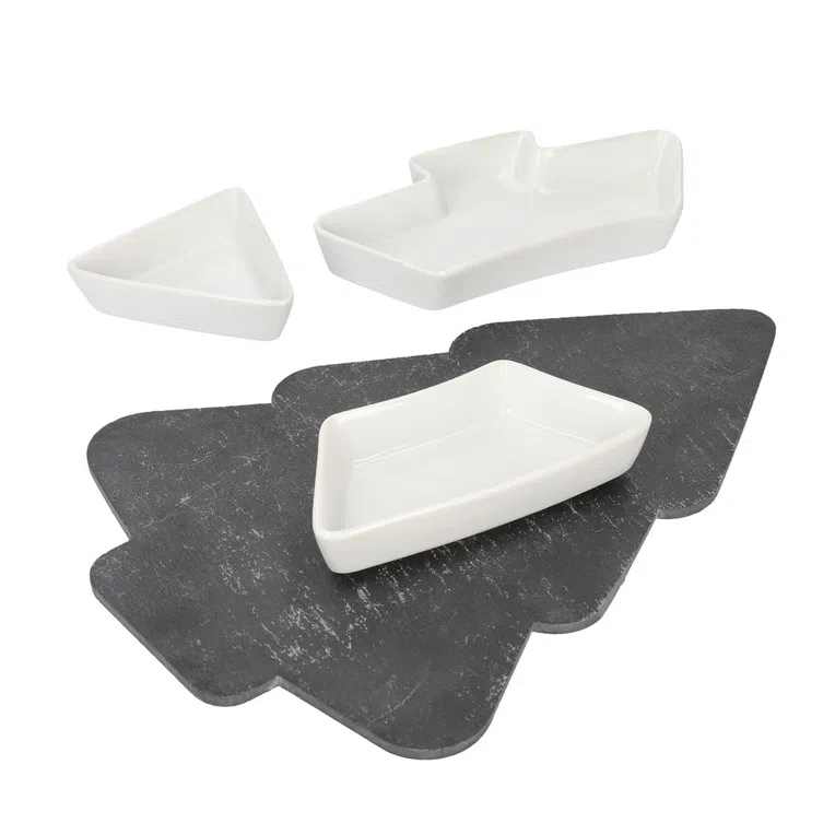 Deska VERCER łupkowa do serwowania z miseczkami 3 szt.