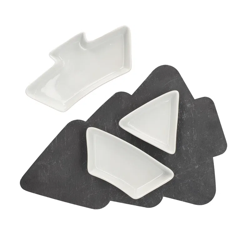 Deska VERCER łupkowa do serwowania z miseczkami 3 szt.