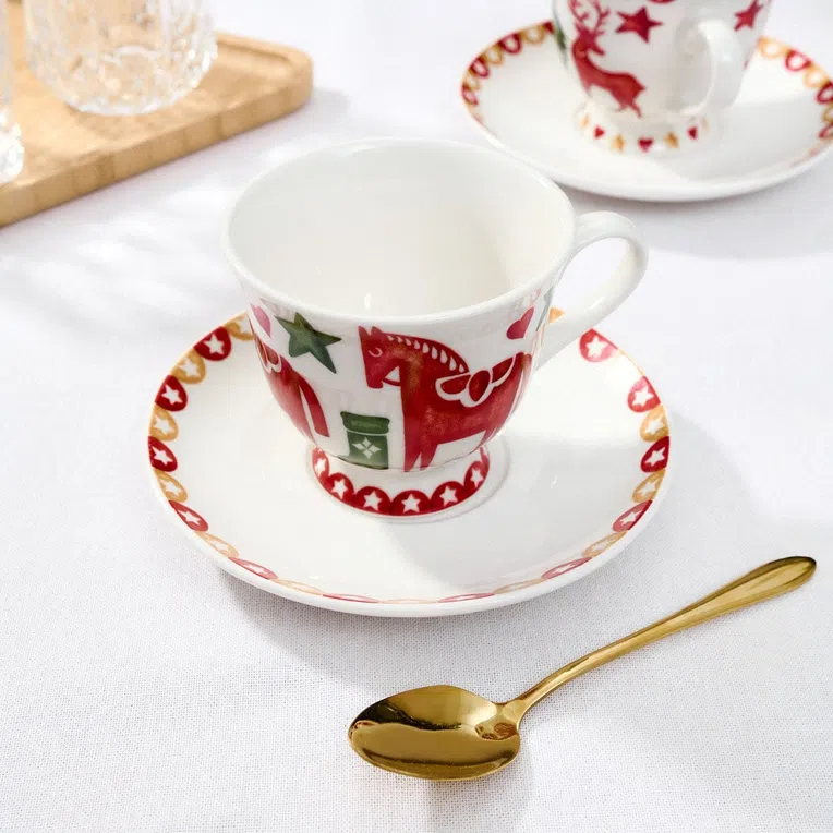 Filiżanka NUKKO ze spodkiem z konikami 0,2 l