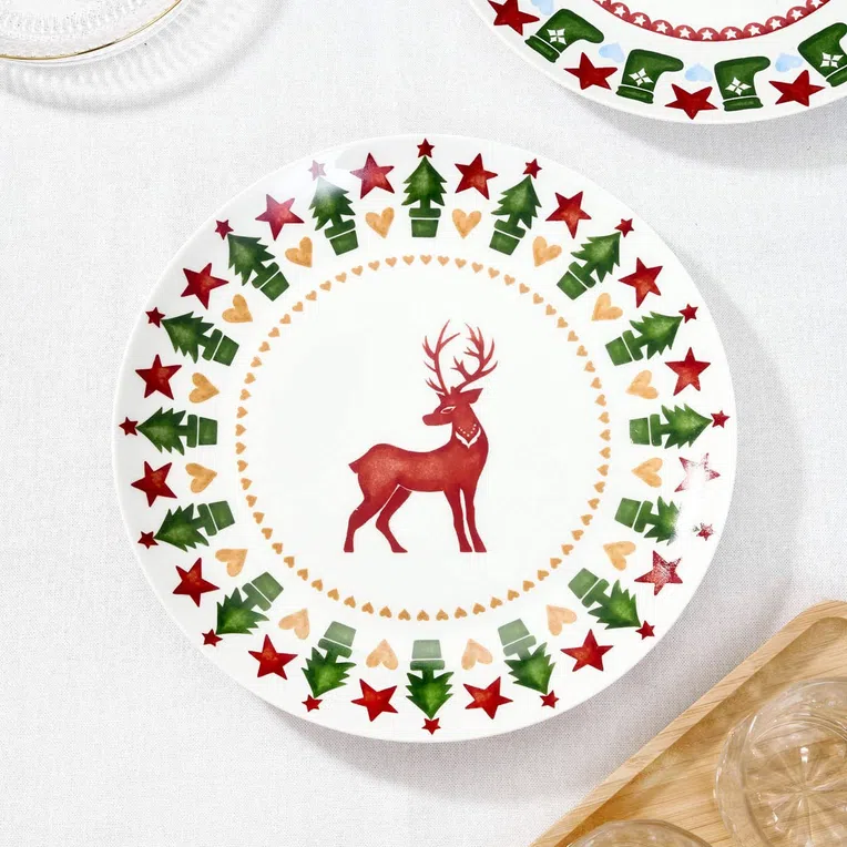 Talerz NUKKO obiadowy z reniferem 26 cm