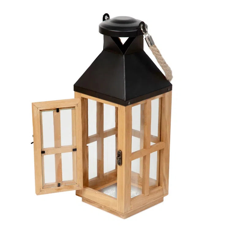 Latarnia BUREL drewniana 18x18x51 cm