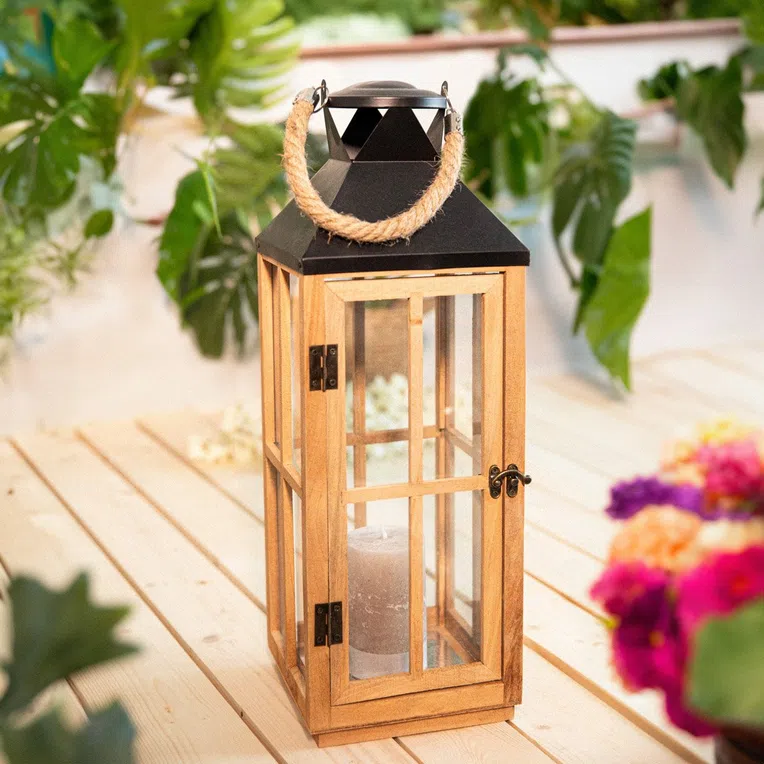 Latarnia BUREL drewniana 18x18x51 cm