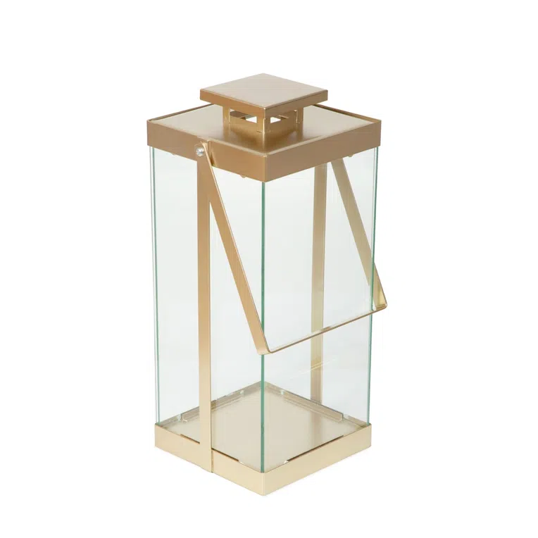 Latarnia BRELA metalowa złota 15x15x36 cm