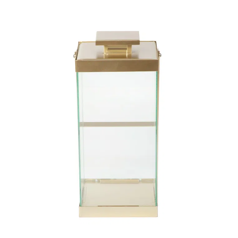 Latarnia BRELA metalowa złota 15x15x36 cm