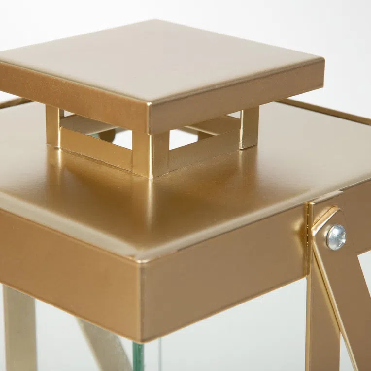 Latarnia BRELA metalowa złota 15x15x36 cm