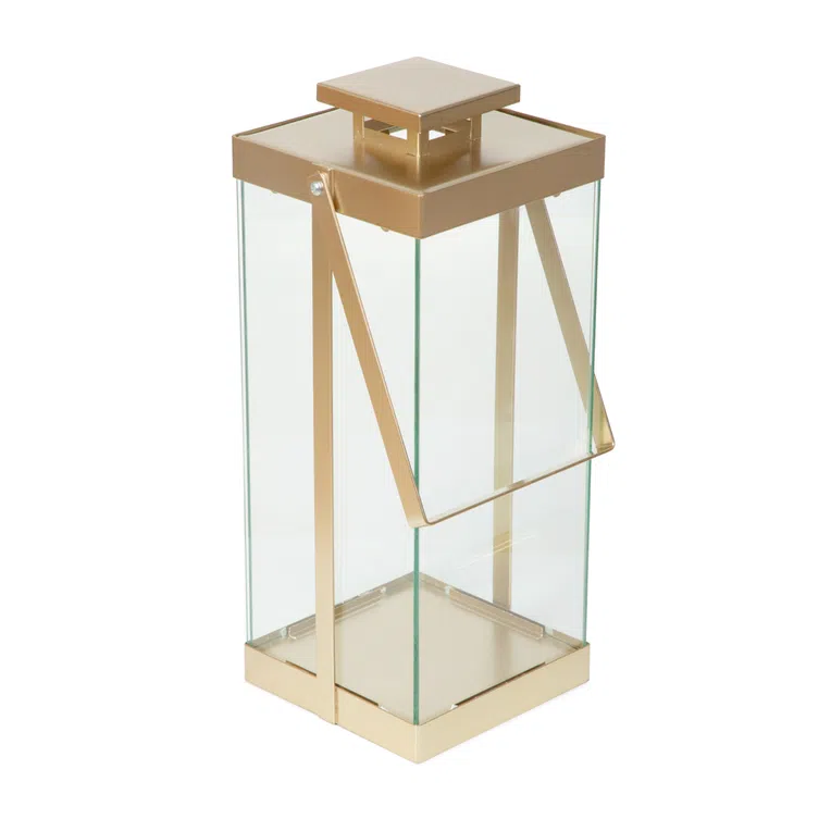 Latarnia BRELA metalowa złota 20x20x45 cm