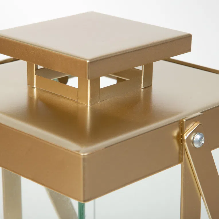 Latarnia BRELA metalowa złota 20x20x45 cm