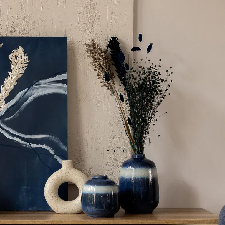 Wazon SOLETO ceramiczny granatowy 15x5x22,4 cm