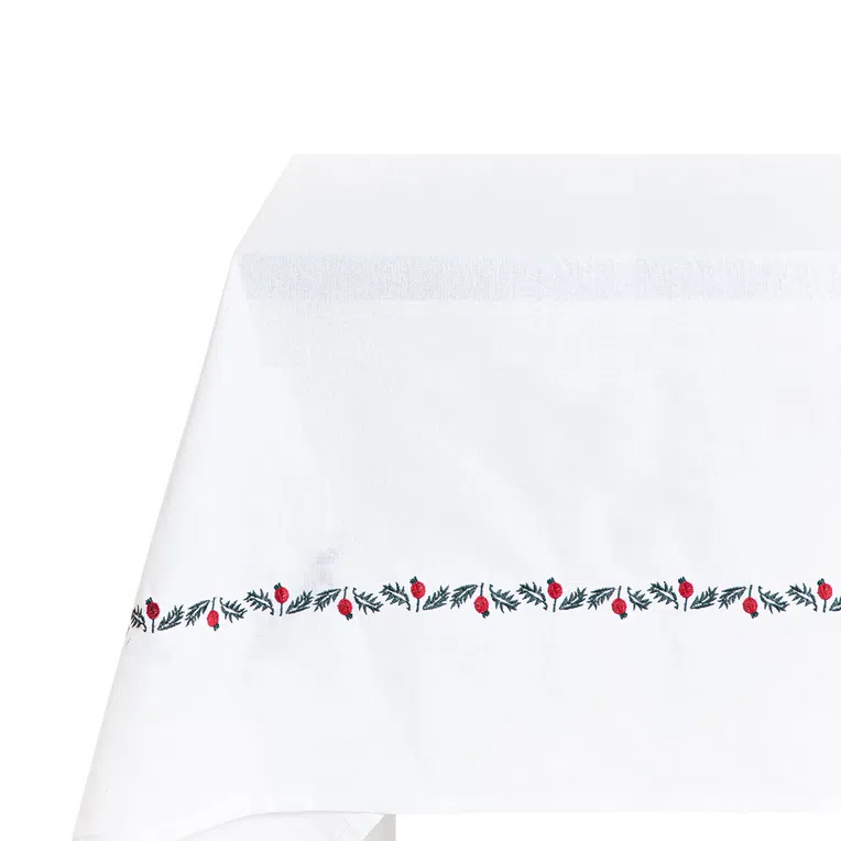 Obrus ILEX biały z lamówką 150x220 cm