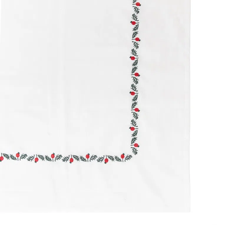 Obrus ILEX biały z lamówką 150x220 cm