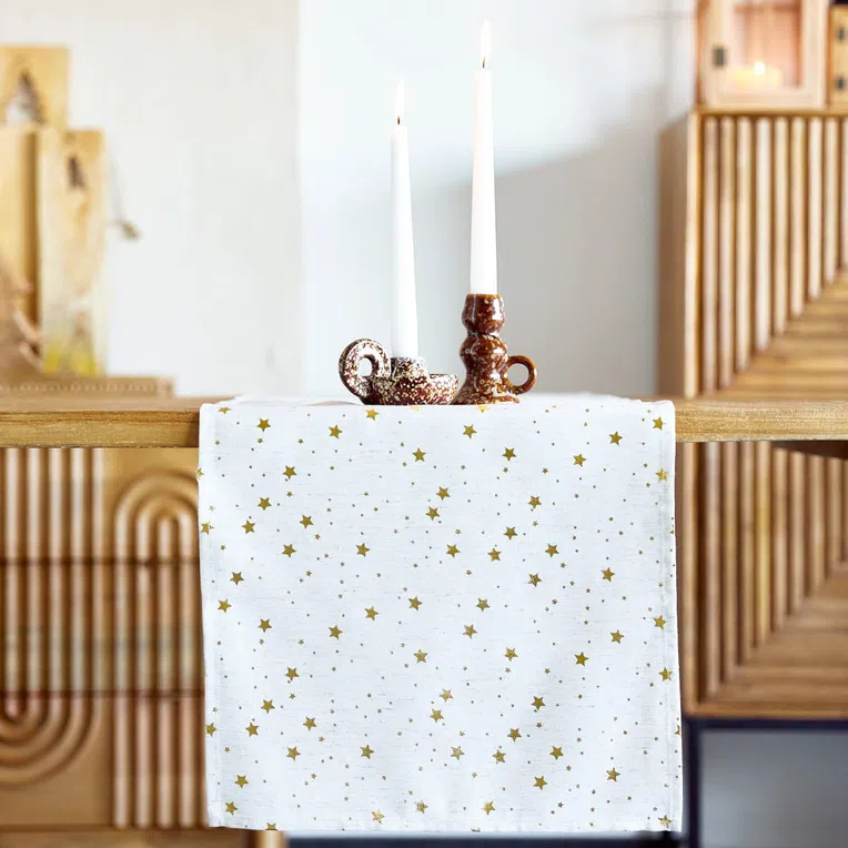 Bieżnik STARSE w gwiazdki biały 40x160 cm