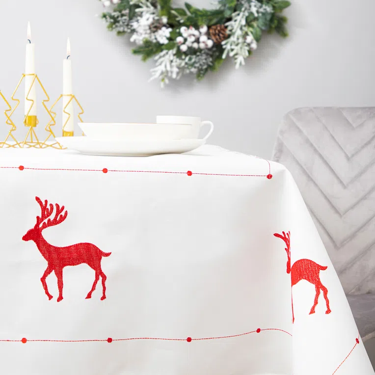 Obrus RODE biały z haftem 130x180 cm