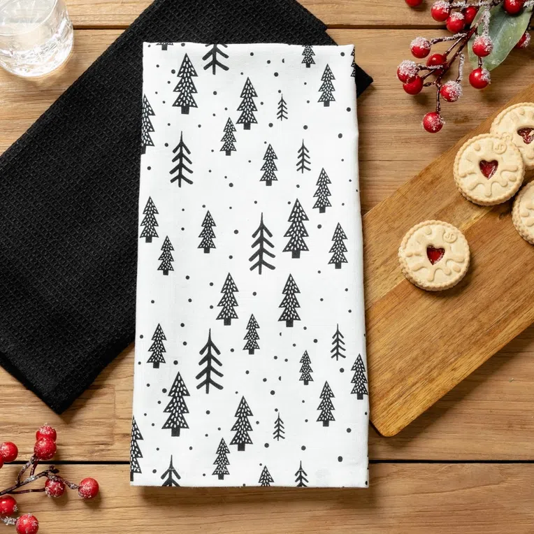 Zestaw ścierek kuchennych HALLA w czarne choinki 2*45x70 cm