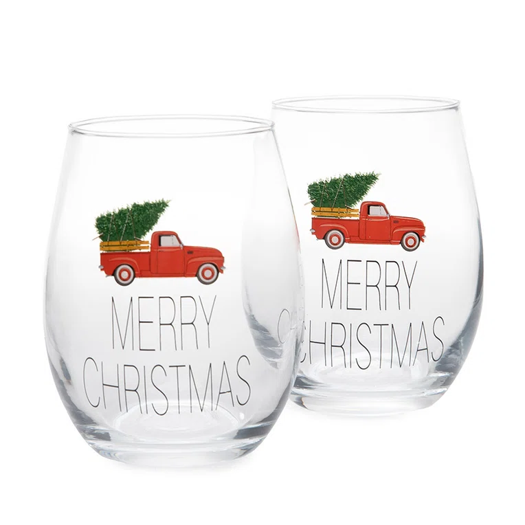 Szklanka MELIOS samochód z choinką, 2 szt. 0,6 ml