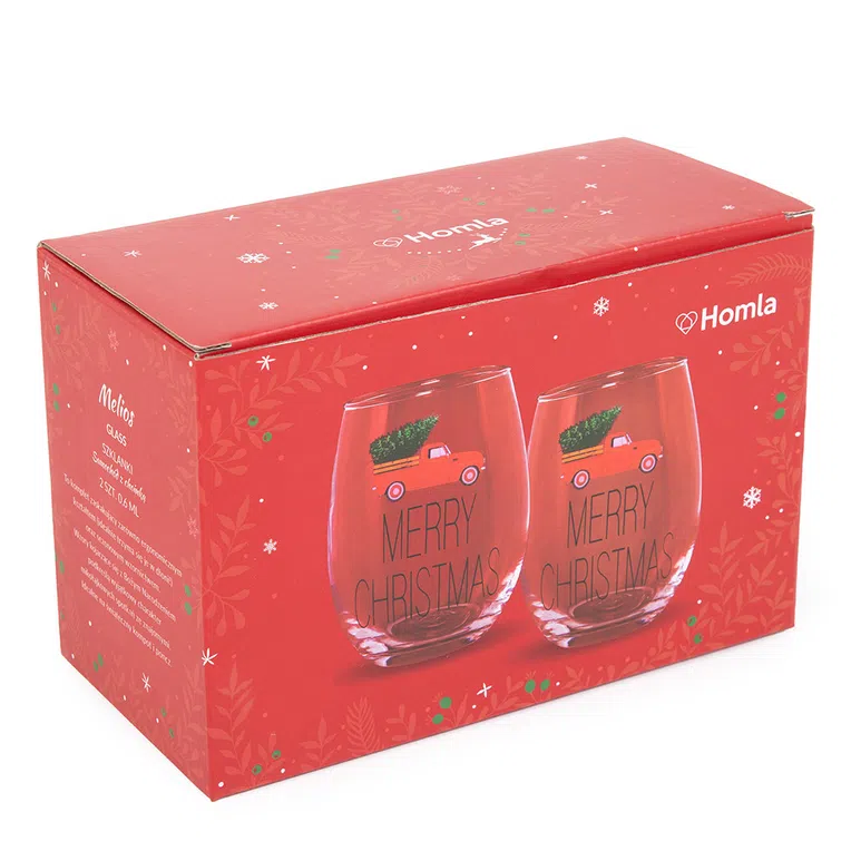 Szklanka MELIOS samochód z choinką, 2 szt. 0,6 ml
