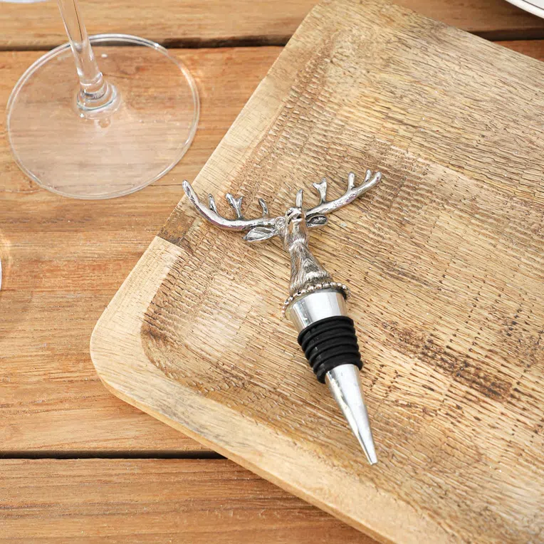 Korek REINDEER do wina srebrny jeleń 12x7 cm
