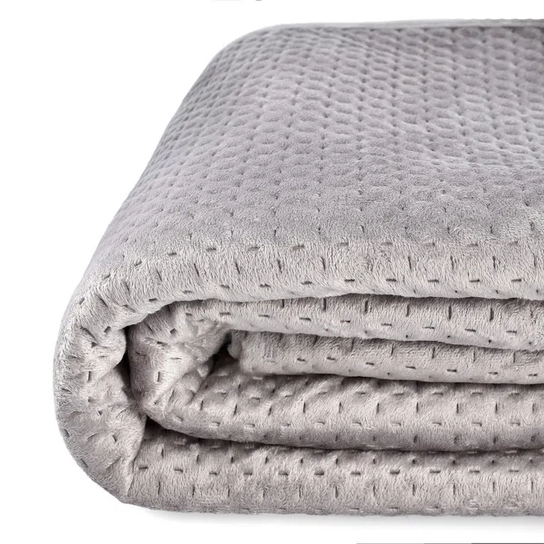 Narzuta ZEMI welurowa szara 220x240 cm