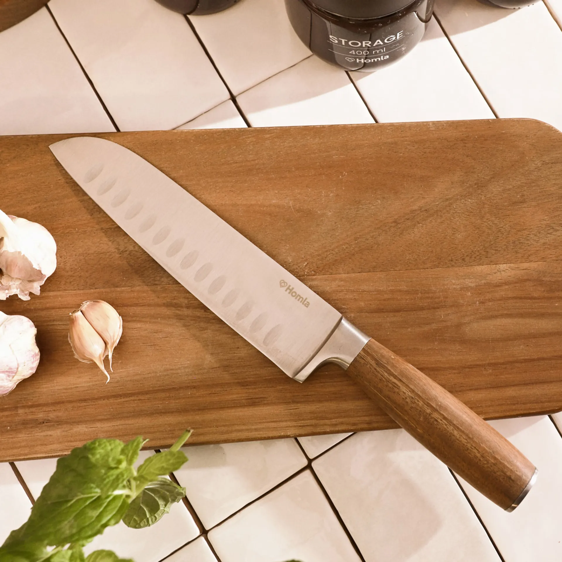 Nóż MOOKA santoku z drewnianą rączką 31 cm