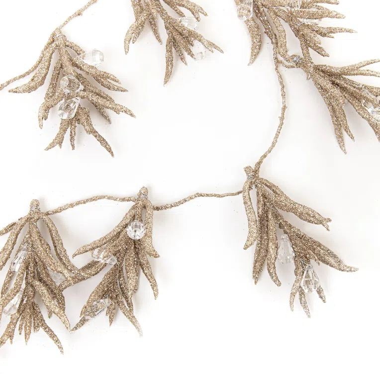 Łańcuch LUCIDO gałązki z kryształkami szampańskie złoto 110 cm