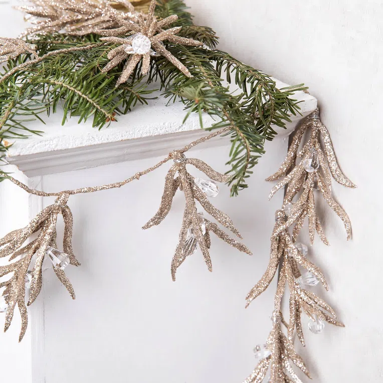 Łańcuch LUCIDO gałązki z kryształkami szampańskie złoto 110 cm