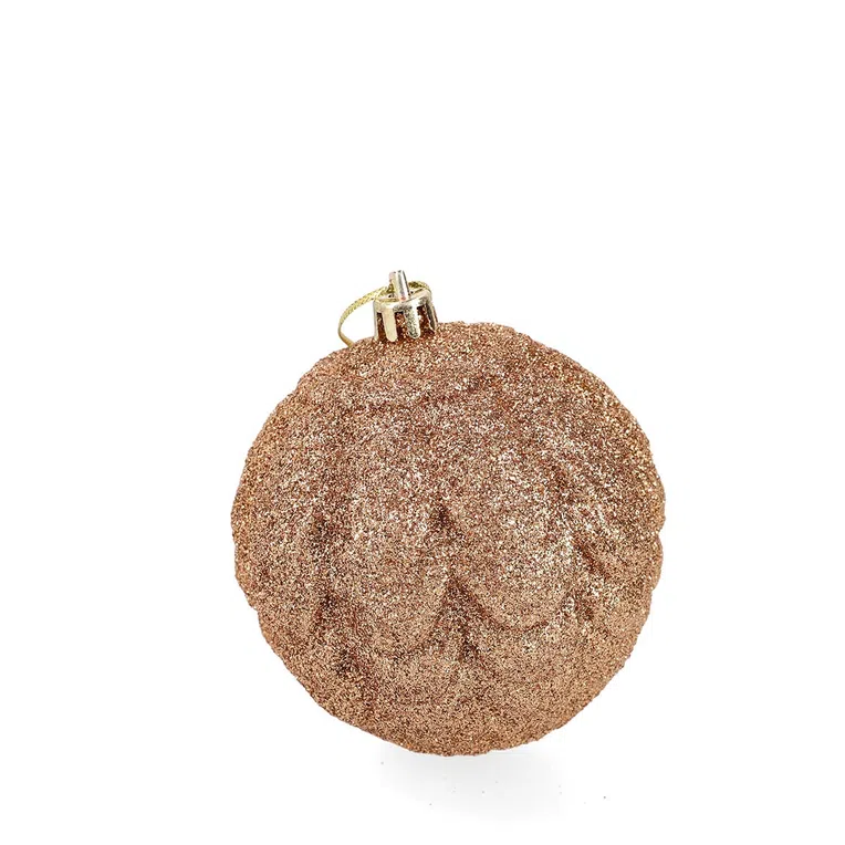 Bombki LANTINA brokatowe brązowe i złote 4 szt 8 cm