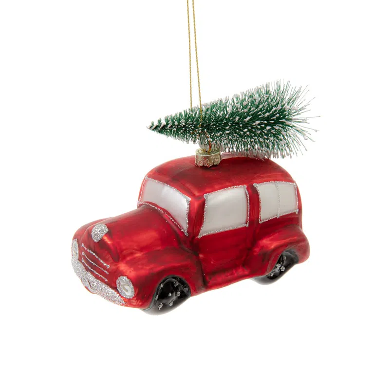 Bombka FAVER szklana autko 12 cm