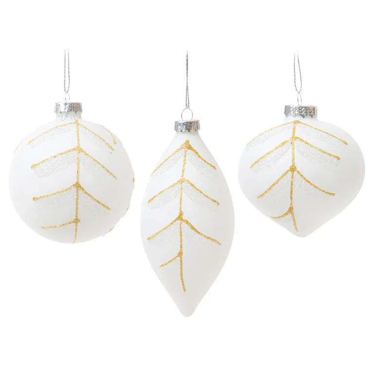 Bombki RICCA ze złotymi zdobieniami 3 szt.