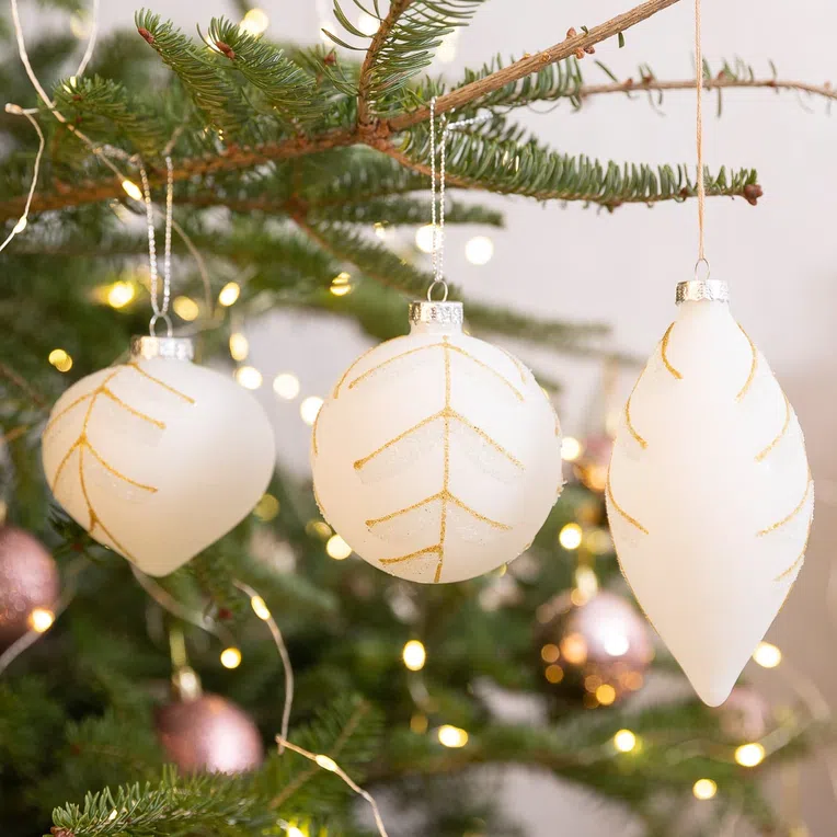 Bombki RICCA ze złotymi zdobieniami 3 szt.