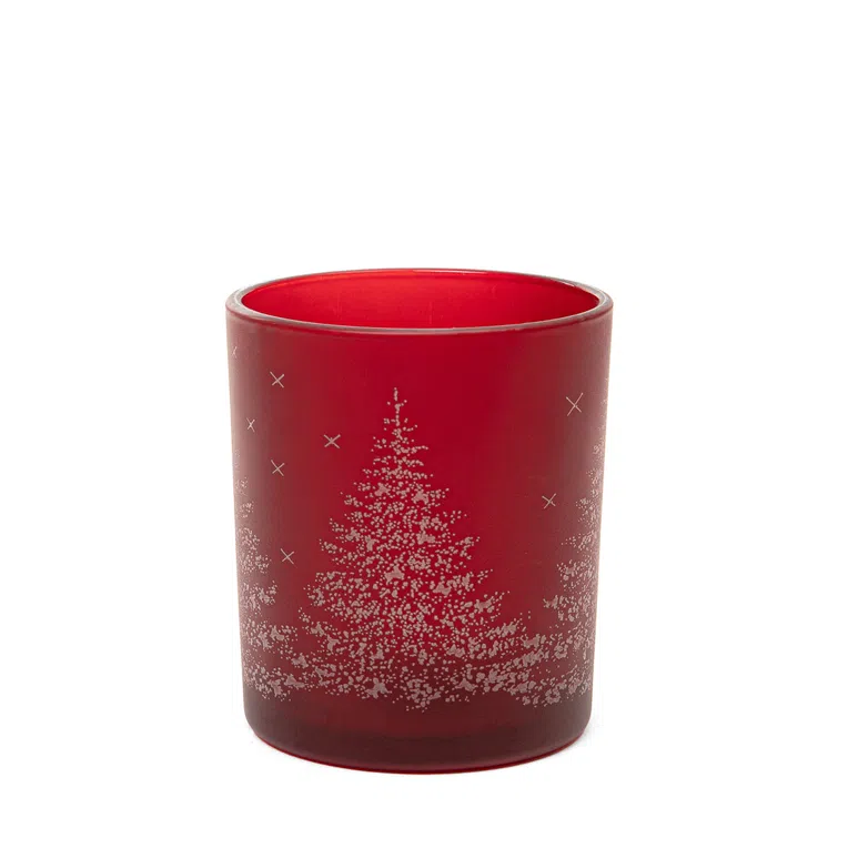 Lampion LANCY średni czerwony z choinką 9x10 cm