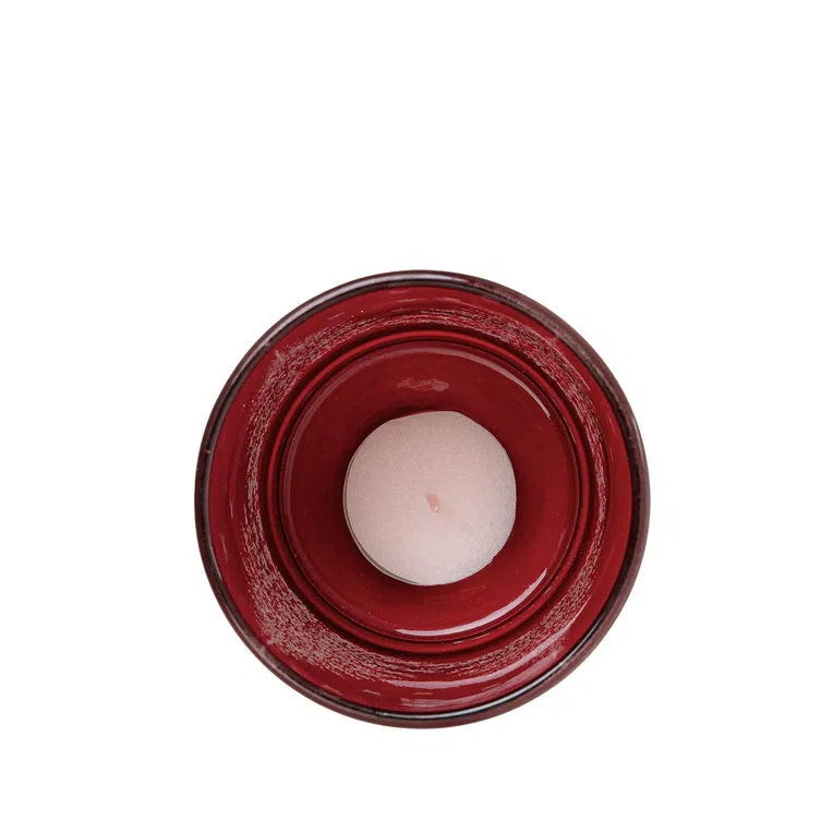 Lampion LANCY średni czerwony z choinką 9x10 cm