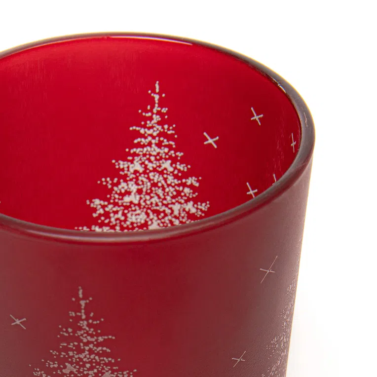 Lampion LANCY średni czerwony z choinką 9x10 cm