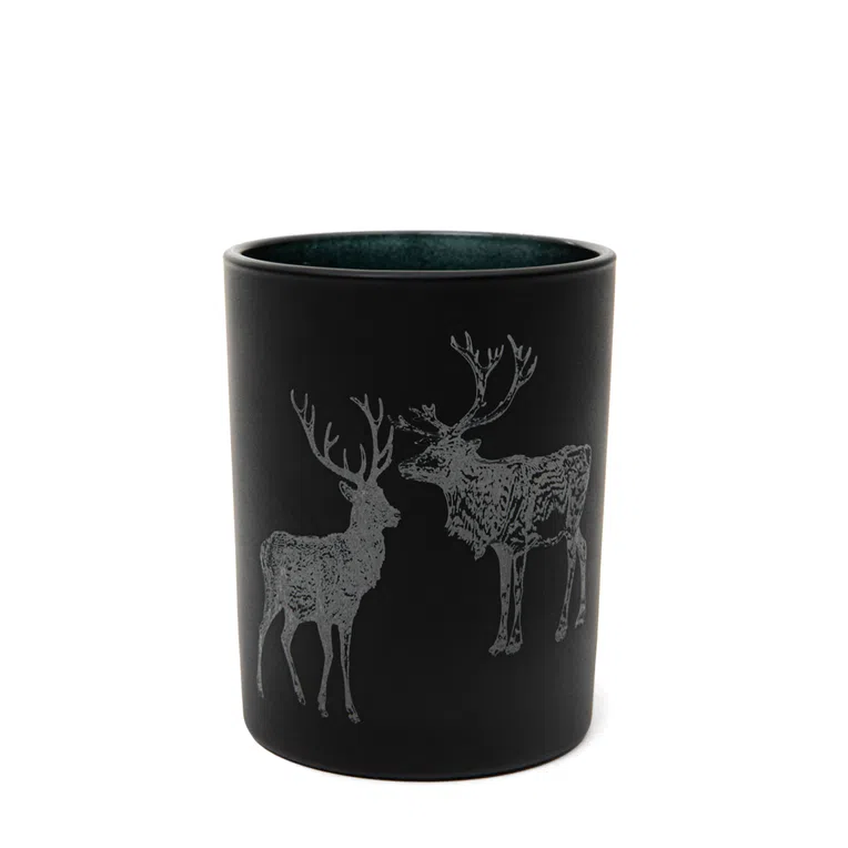 Lampion LANCY duży czarny z reniferami 10x13 cm