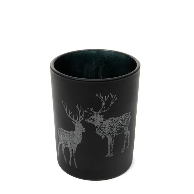 Lampion LANCY duży czarny z reniferami 10x13 cm