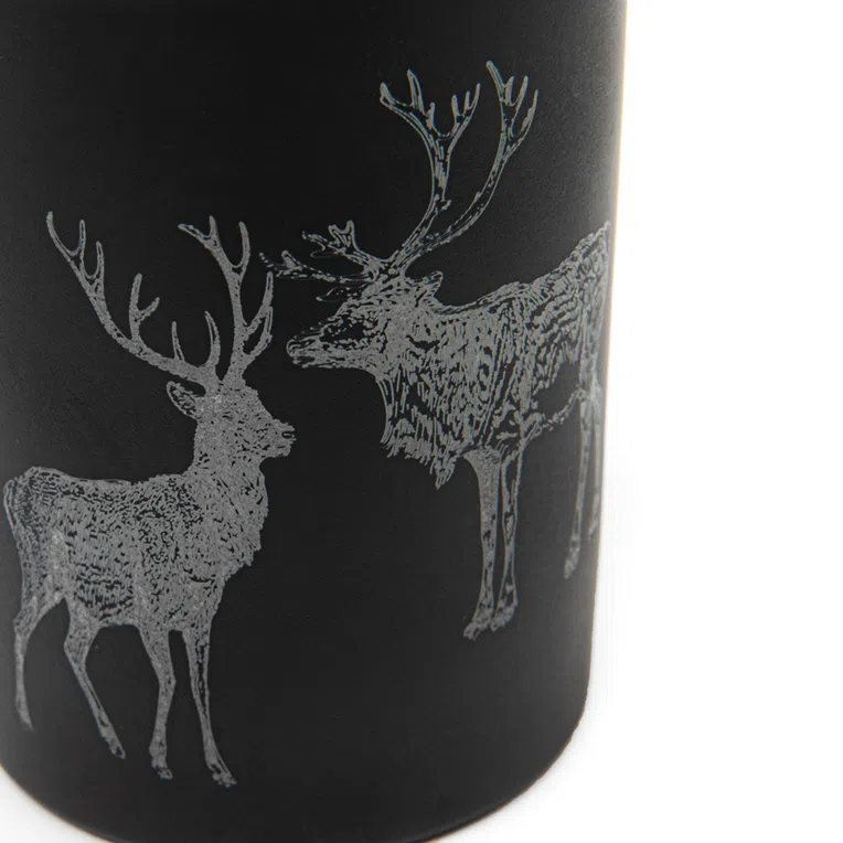 Lampion LANCY duży czarny z reniferami 10x13 cm