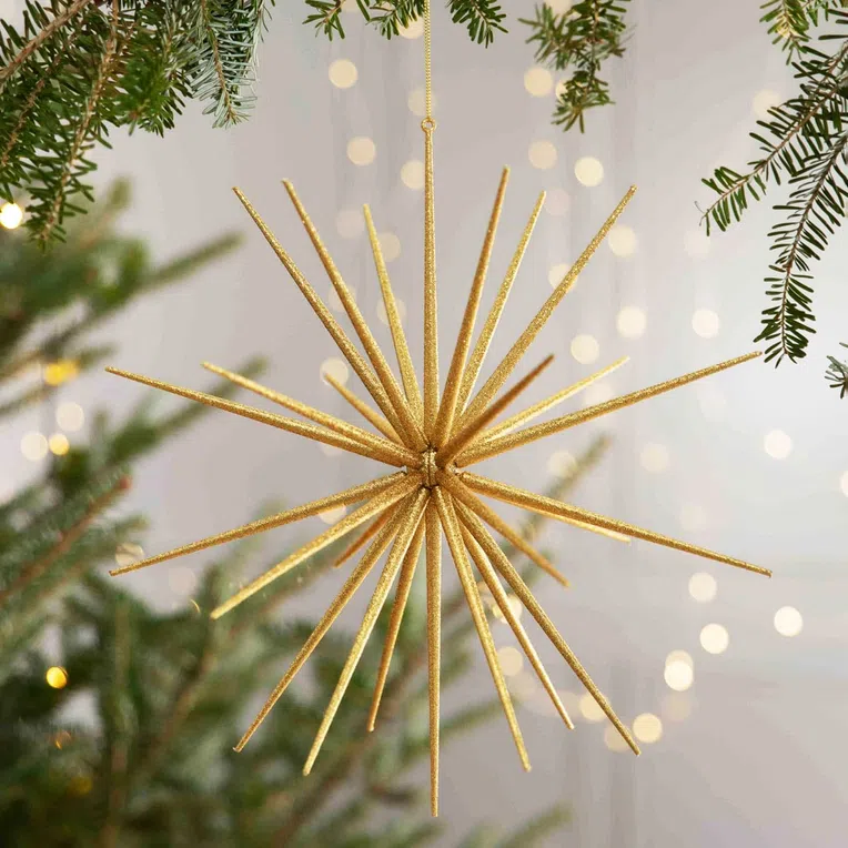 Zawieszka ESTREL złota brokatowa gwiazda 3D 31 cm