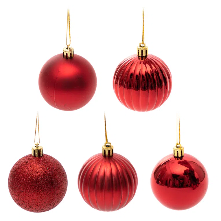 Bombki RIJA czerwone, 30 szt. 6 cm