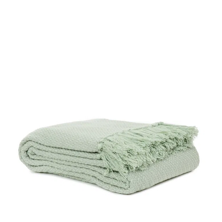 Pled MORRIS pistacjowy z frędzlami 130x170 cm