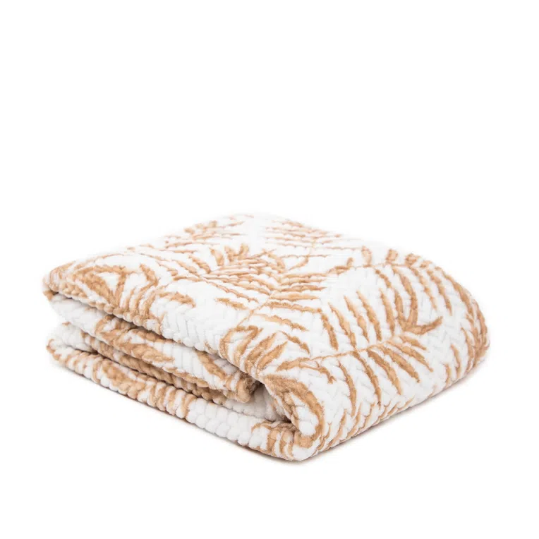 Koc BLOS w liście beżowe 150x200 cm