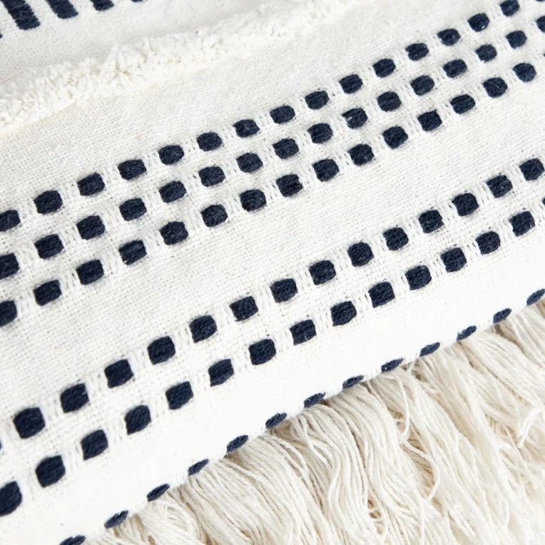 Pled PARAT bawełniany w granatowe przeszycia 130x170 cm