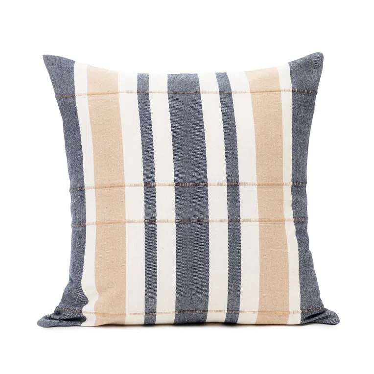 Poszewka REZZA w beżowo niebieskie paski 45x45 cm