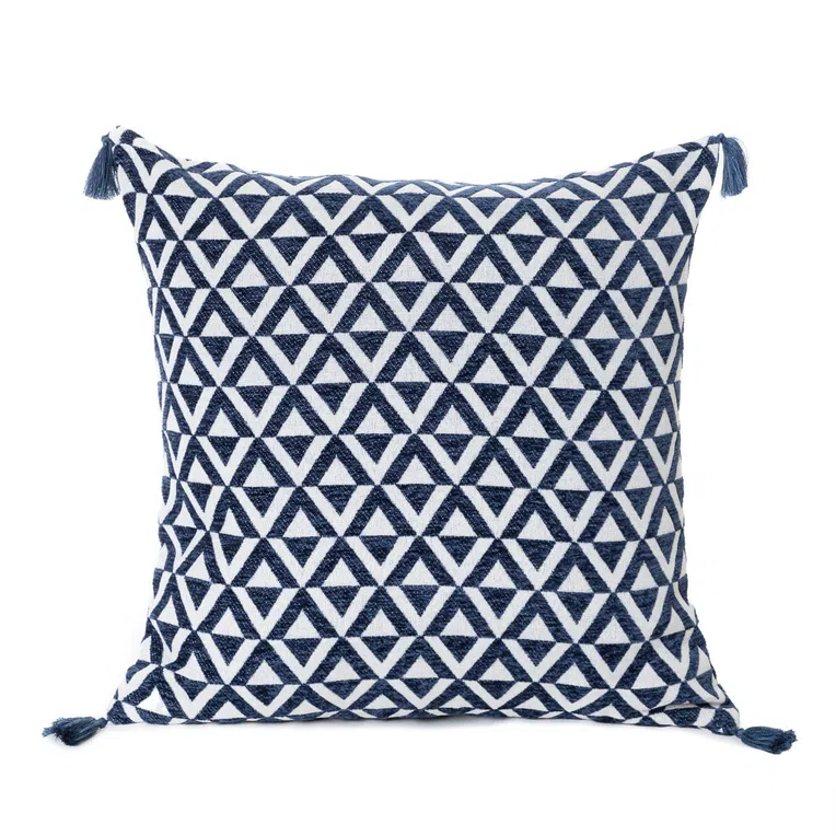 Poszewka ALTARA w romby z frędzlami granatowa 45x45 cm