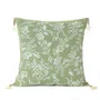 Poszewka TULLY w wyszywane kwiaty z frędzlami oliwkowa 45x45 cm
