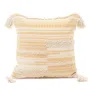 Poszewka BIRAN z frędzlami w musztardowe szlaczki 45x45 cm