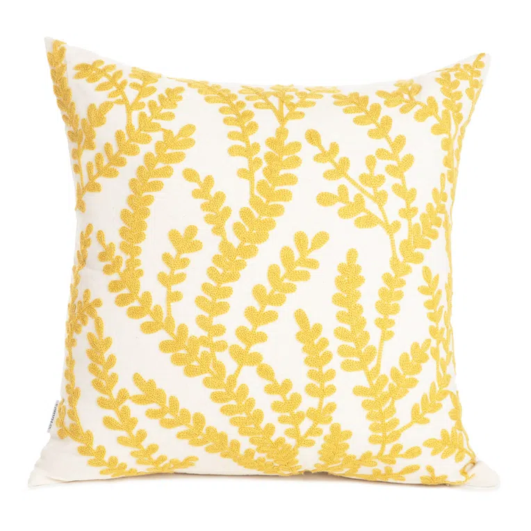 Poszewka MULTIA w listki musztardowe 45x45 cm