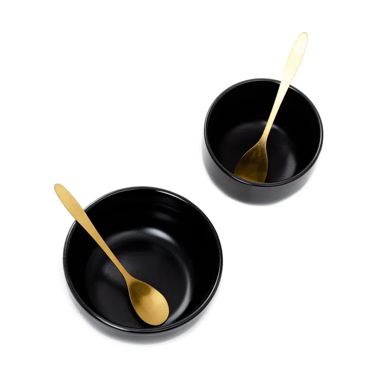 Miska DOWAN ceramiczna ze złotą łyżeczką 2 szt.