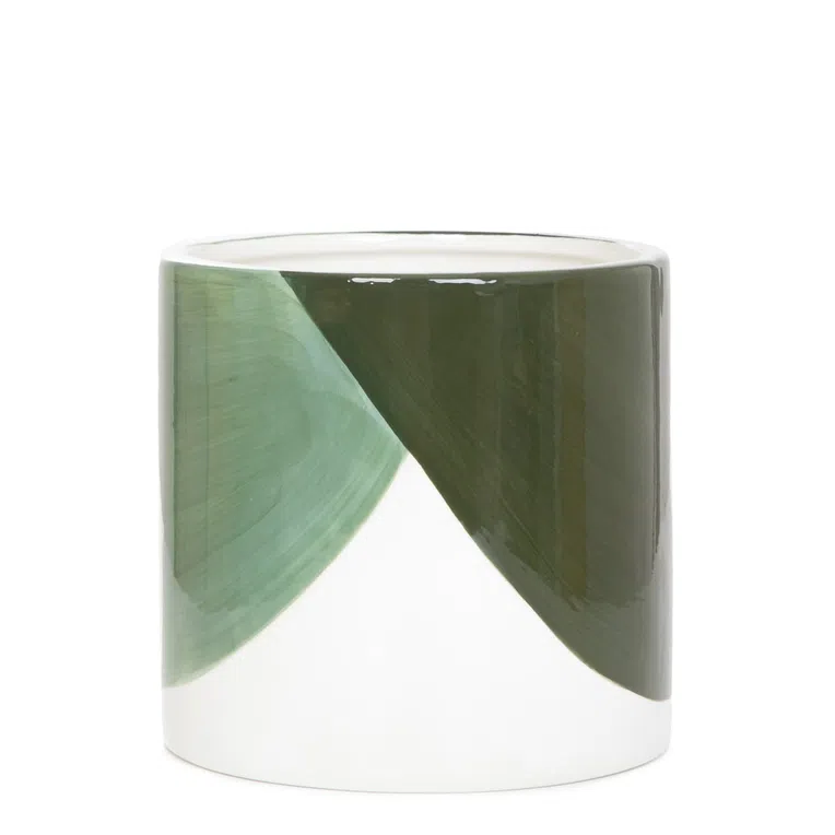 Osłonka na doniczkę LAZO ceramiczna zielona 13x14 cm