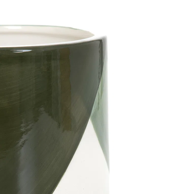 Osłonka na doniczkę LAZO ceramiczna zielona 13x14 cm